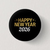 Happy New Year 2026 Ronde Button 3,2 Cm (Voorkant)