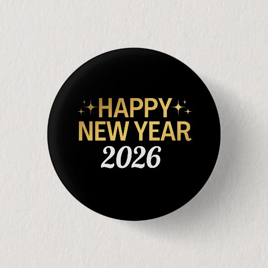 Happy New Year 2026 Ronde Button 3,2 Cm (Voorkant)