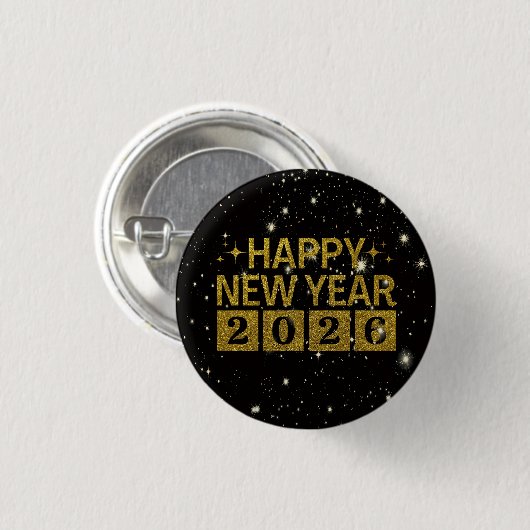 Happy New Year 2026 Ronde Button 3,2 Cm (Voorkant /achterkant)