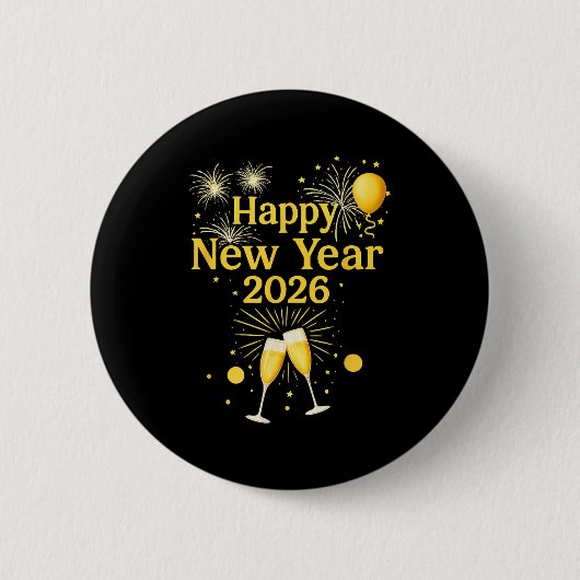 Happy New Year 2026  Ronde Button 5,7 Cm (Voorkant)