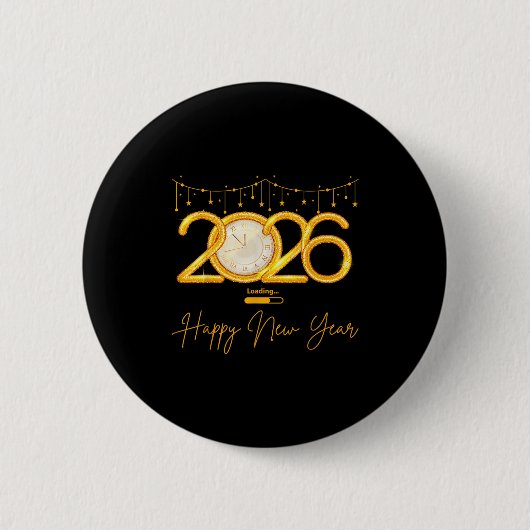 Happy New Year 2026  Ronde Button 5,7 Cm (Voorkant)