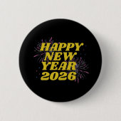 Happy New Year 2026 Ronde Button 5,7 Cm (Voorkant)