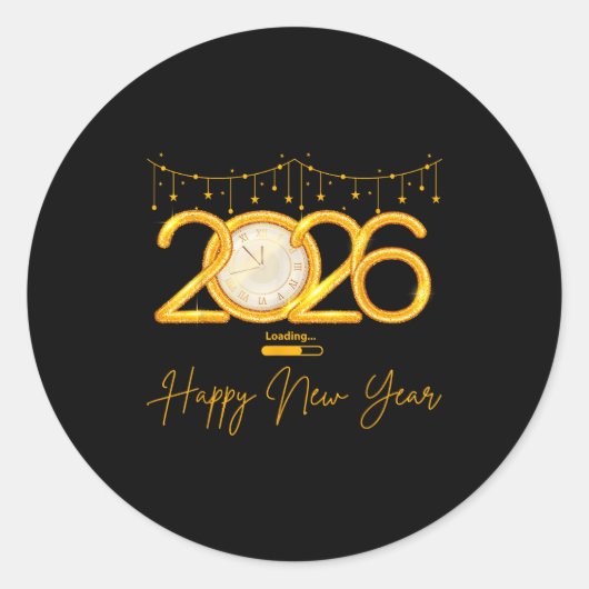 Happy New Year 2026  Ronde Sticker (Voorkant)