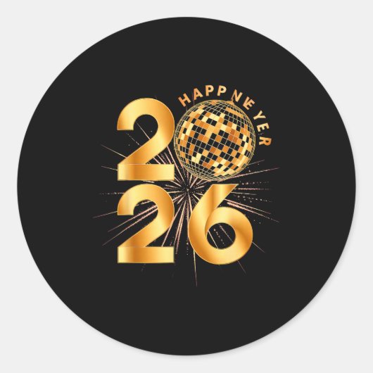Happy New Year 2026  Ronde Sticker (Voorkant)