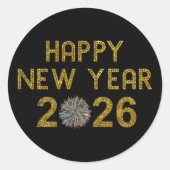 Happy New Year 2026 Ronde Sticker (Voorkant)