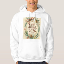happy new year 2026 rustic floral hoodie