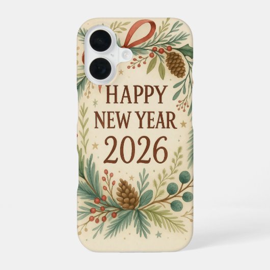 happy new year 2026 rustic iPhone 16 hoesje (Achterkant)