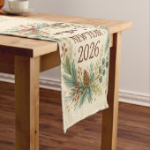 happy new year 2026 rustic table runner korte tafelloper (Voorbeeld)