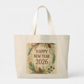 happy new year 2026 rustic tote bag (Achterkant)