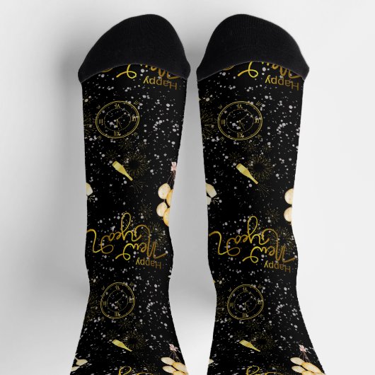 Happy New Year 2026 Seamless Pattern Sokken (Top)