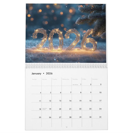 happy new year 2026 snowy calm  kalender (Jan 2026)