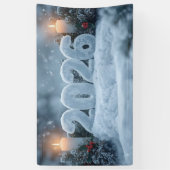 happy new year 2026 snowy candle banner (Verticaal)
