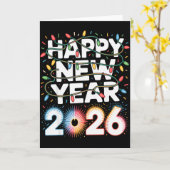 Happy New Year 2026 Sparkle Shirt For Women  Kaart (Gele Bloem)