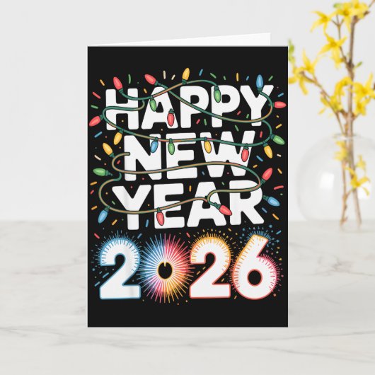 Happy New Year 2026 Sparkle Shirt For Women  Kaart (Gele Bloem)