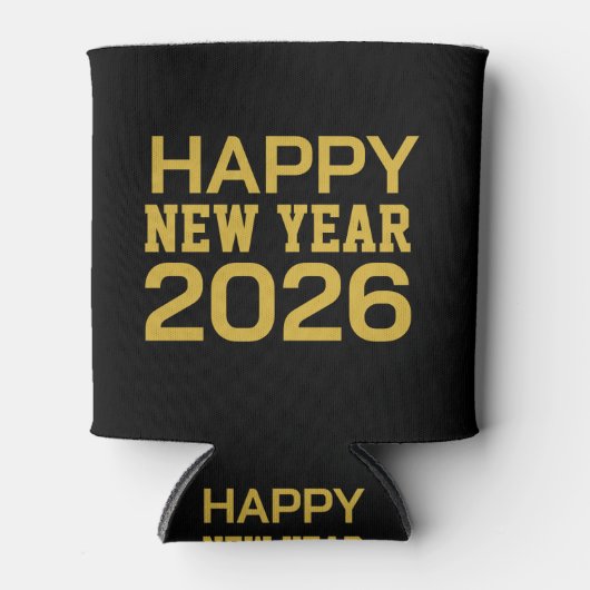 Happy New Year 2026 T-Shirt Blikjeskoeler (Voorkant)