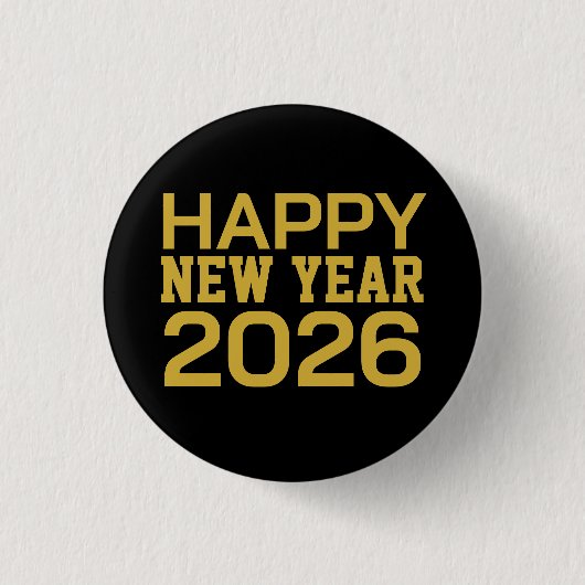 Happy New Year 2026 T-Shirt Ronde Button 3,2 Cm (Voorkant)
