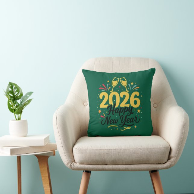 Happy New Year 2026 Throw Pillow | Festive  Kussen (Stoel)