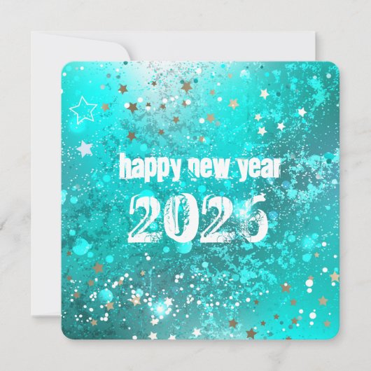 Happy new year 2026 turquoise holiday card feestdagenkaart (Voorkant)