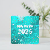 Happy new year 2026 turquoise holiday card feestdagenkaart (Staand voorkant)