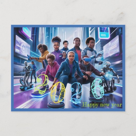 Happy New Year 2026 typography gift Feestdagenkaart (Voorkant)