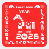 Happy New Year 2026 Vierkante Sticker (Voorkant)