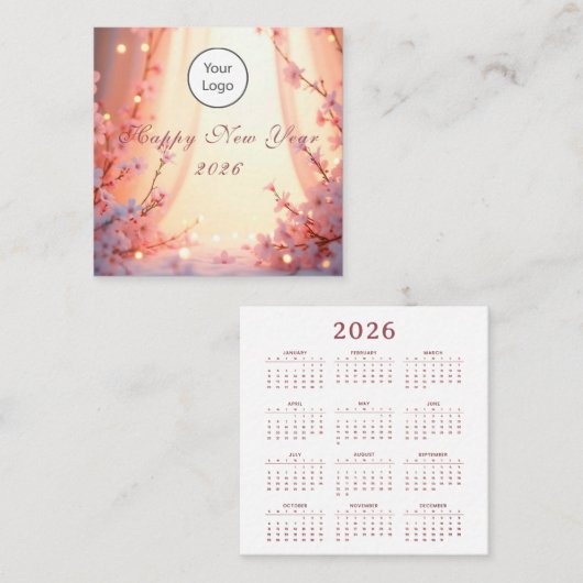 Happy New Year 2026 Vierkante Visitekaartje (Voorkant / Achterkant)