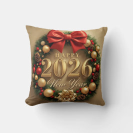 happy new year 2026 warm wreath kussen