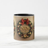 happy new year 2026 warm wreath mug mok (Midden)