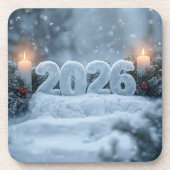 happy new year 2026 winter pine coasters bier onderzetter (Voorkant)
