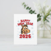 Happy New Year 2026: Year of the Horse Mascot Briefkaart (Staand voorkant)