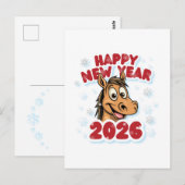 Happy New Year 2026: Year of the Horse Mascot Briefkaart (Voorkant / Achterkant)