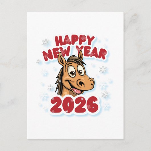 Happy New Year 2026: Year of the Horse Mascot Briefkaart (Voorkant)