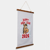 Happy New Year 2026: Year of the Horse Mascot Hangend Wandkleed (Gebogen)
