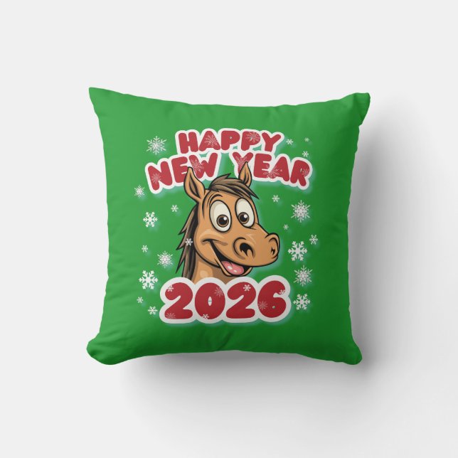 Happy New Year 2026: Year of the Horse Mascot Kussen (Voorkant)