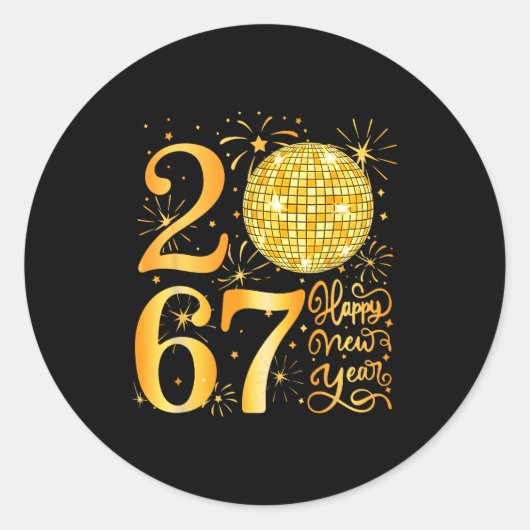 Happy New Year 2067 Funny 67 Six Seven Meme New Ye Ronde Sticker (Voorkant)