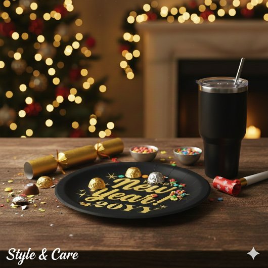 Happy New Year 20YY Custom Round Papieren Bordje