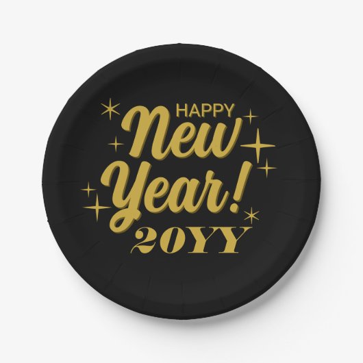 Happy New Year 20YY Custom Round Papieren Bordje (Voorkant)
