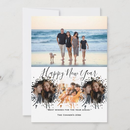 Happy New Year 4 Collage Multi photo  Feestdagenkaart (Voorkant)