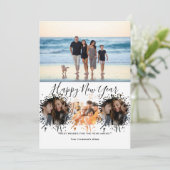 Happy New Year 4 Collage Multi photo  Feestdagenkaart (Staand voorkant)