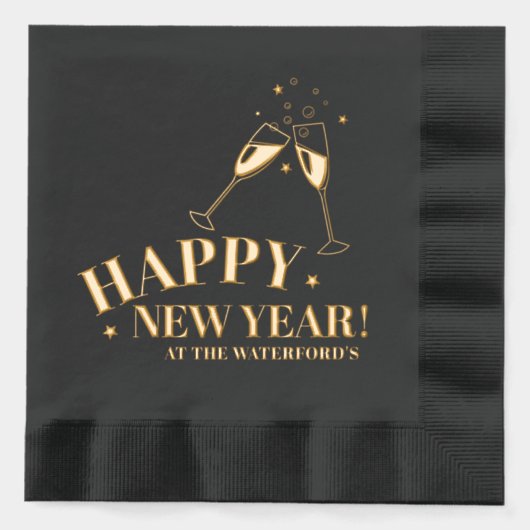 Happy New Year aangepaste evenement champagne ster Folie Servetten (Voorkant)