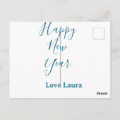 Happy new year add name love blue simple minimal h briefkaart (Achterkant)