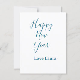Happy new year add name love blue simple minimal h briefkaart