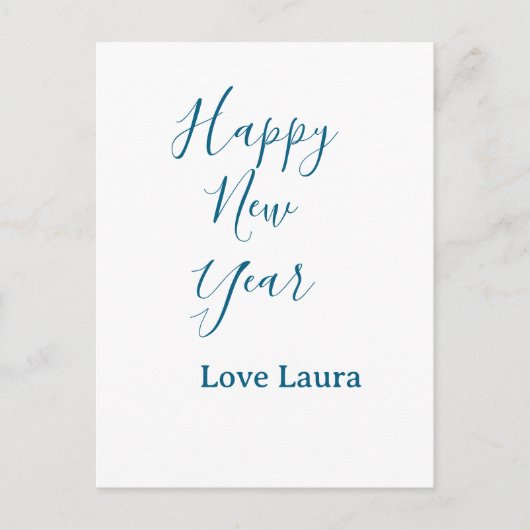 Happy new year add name love blue simple minimal h briefkaart (Voorkant)