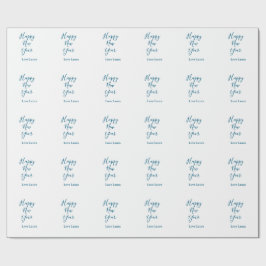 Happy new year add name love blue simple minimal h cadeaupapier