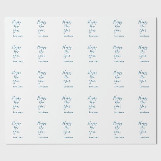 Happy new year add name love blue simple minimal h cadeaupapier (Vlak)