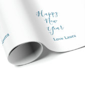 Happy new year add name love blue simple minimal h cadeaupapier (Rol Hoek)