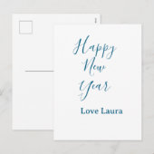 Happy new year add name love blue simple minimal h feestdagenkaart (Voorkant / Achterkant)