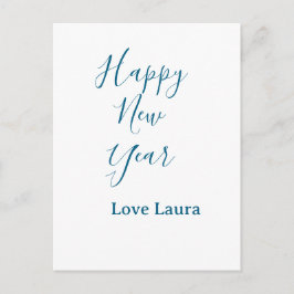 Happy new year add name love blue simple minimal h feestdagenkaart
