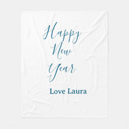 Happy new year add name love blue simple minimal h fleece deken