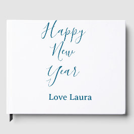 Happy new year add name love blue simple minimal h gastenboek